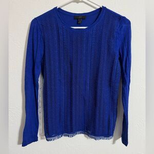 J. Crew Layered Lace Long-Sleeve T-shirt, sapphire blue, size XS